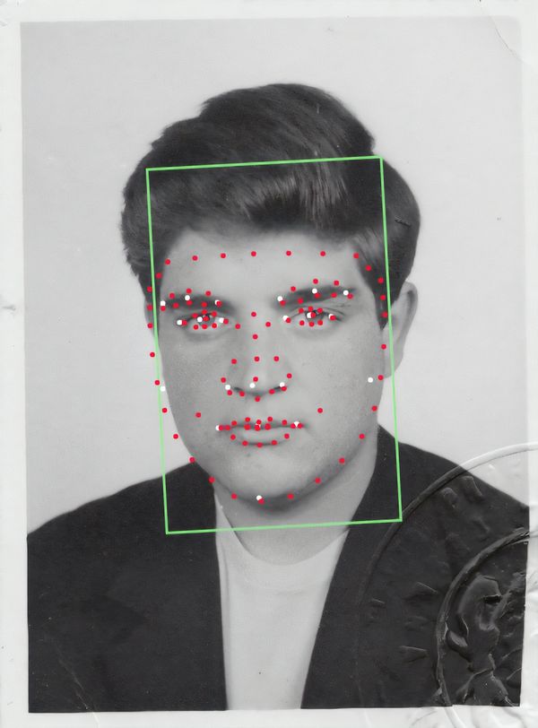© Filippo Venturi - Passport photo of my father Giorgio analysed by facial recognition software. Undefined year.