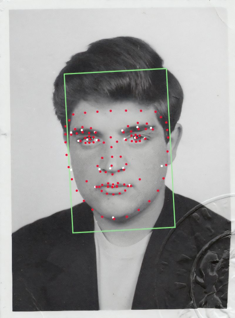 © Filippo Venturi - Passport photo of my father Giorgio analysed by facial recognition software. Undefined year.