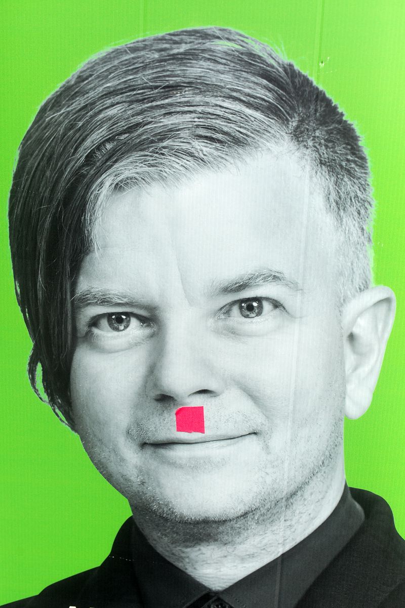 © Filippo Venturi - A defaced campaign poster in detail. Copenhagen, June 4, 2019.