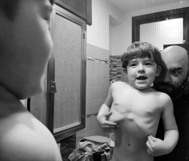 © Filippo Venturi - A selfie of me with Ulisse while playing, after the shower. 2021.