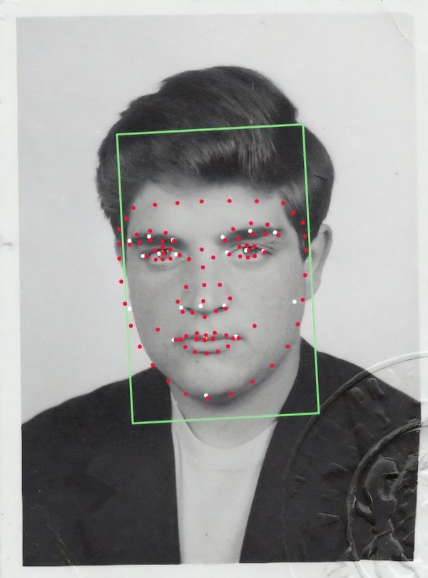 © Filippo Venturi - Passport photo of my father Giorgio analysed by facial recognition software. Undefined year.