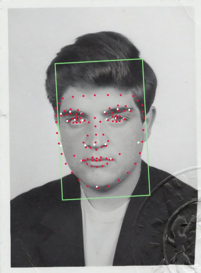 © Filippo Venturi - Passport photo of my father Giorgio analysed by facial recognition software. Undefined year.