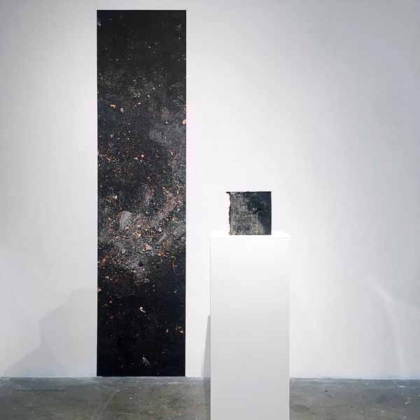 © Christine Atkinson - "Remnant/La Tuna Canyon" epoxy, wildfire debris, inkjet medium 6.75” x 6.25” x 6.75”, 24"x 72" 2018
