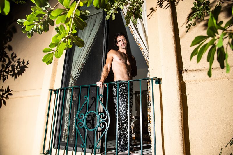 © David Vassalli - Danny on the Juliette Balcony, Leopard Room, 2020
