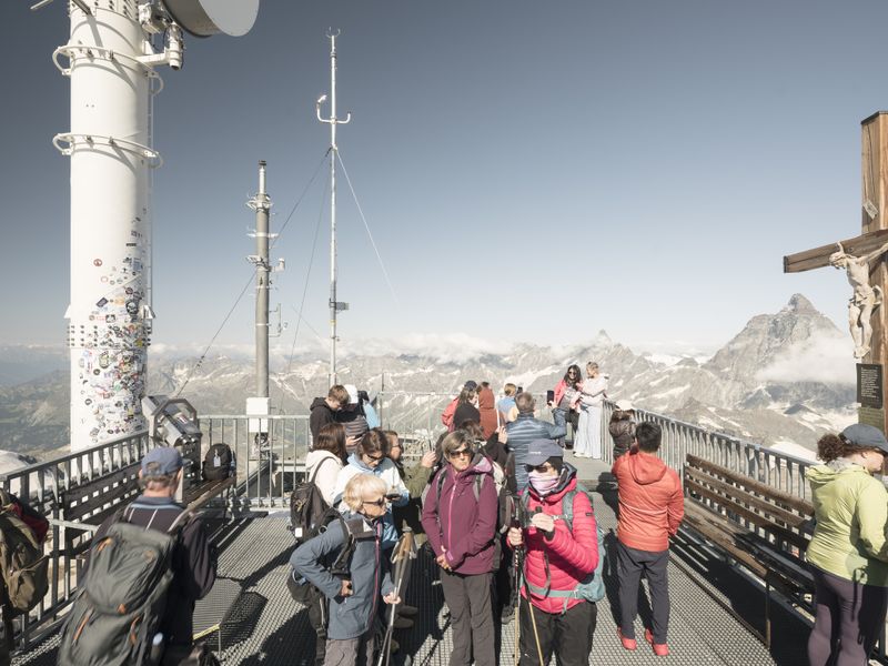 © Filippo Poli - 120 million tourists per year in the Alps. Arrival of the cable car to the Little Matterhorn