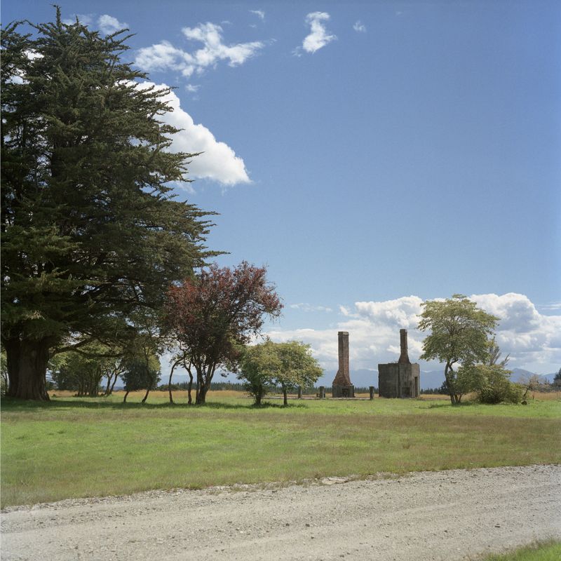 © Caroline McQuarrie - Bowling green and remains of club buildings. Waiuta. January 2013.