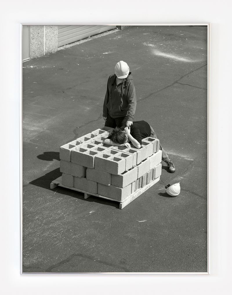 © Morgan Levy - Re-performing the exhaustion of moving thirty-nine cinder blocks by hand.