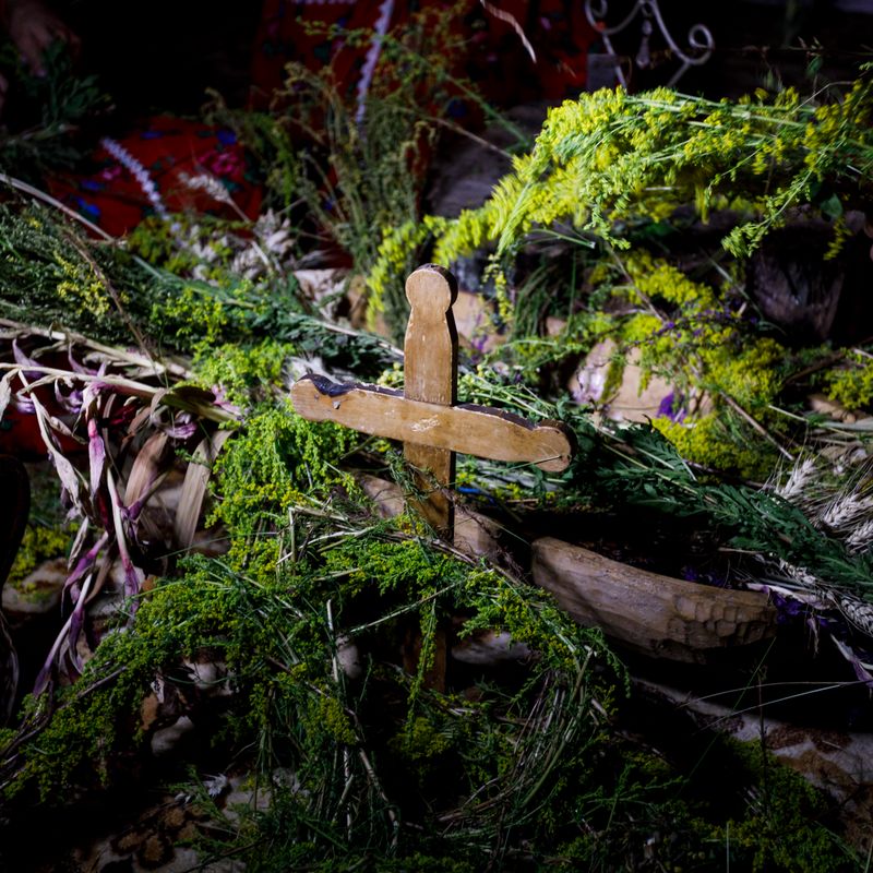 © Johanna Maria Fritz - The crucifix was decorated with plants, for the nocturnal ritual. Mogoșoaia, Romania 2019.