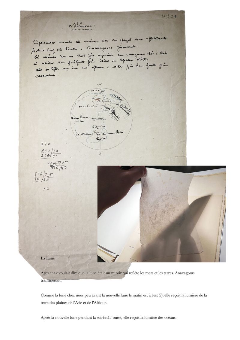 © Hideyuki Ishibashi - Strindberg's manuscript (idea about Moon and Earth, "Moon is a mirror reflecting the sea and the earth... )