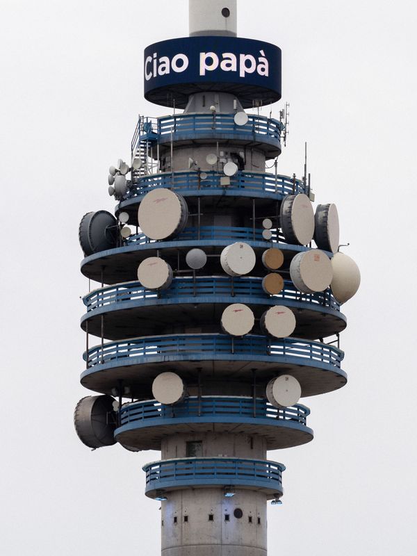 © LUCA SANTESE - Luca Santese & Marco P. Valli - Realpolitik 2018-2023. Mediaset antenna on the day of Silvio Berlusconi's death