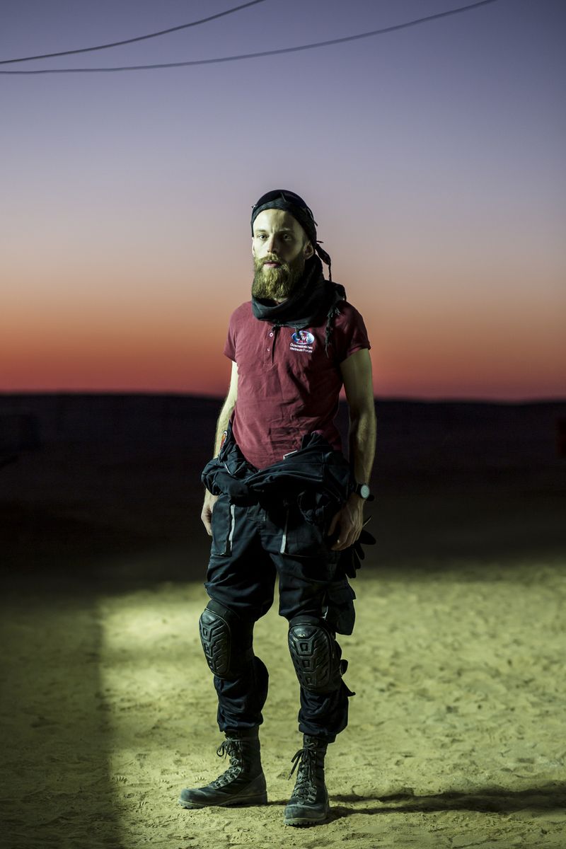© Robert Ormerod - Simulation crew member Florian Voggeneder stands for a portrait at dusk, during a  Mars Simulation in Oman