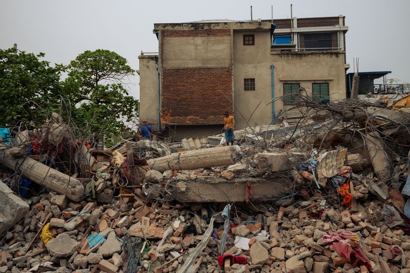 © Patrick Chengzhi Wang - The ruins of a building destroyed during the 7.7-magnitude earthquake on March 28th, 2025, in Mandalay, Myanmar.