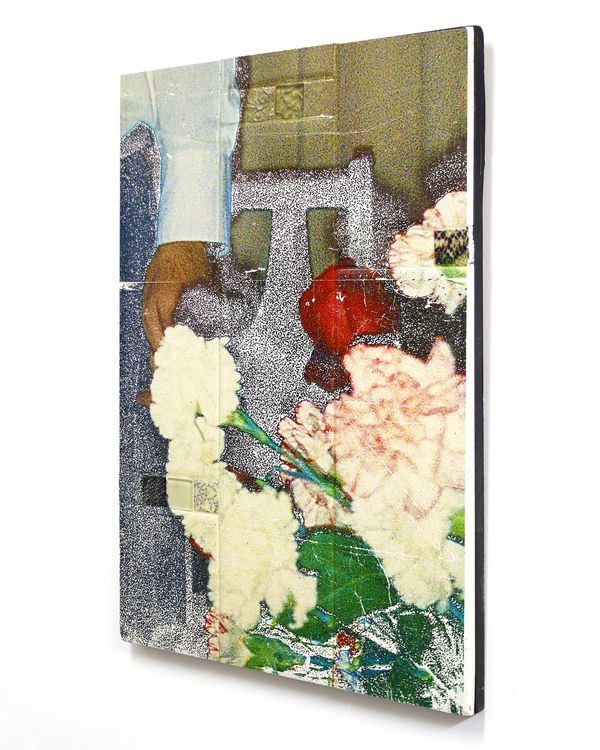 © Ernesto Cabral de Luna - Uprooting a Flower, 2025 - Emulsion lift on found mounted ceramic tile