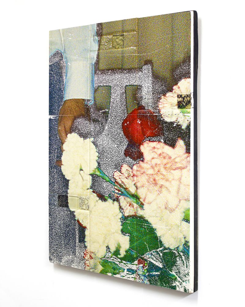 © Ernesto Cabral de Luna - Uprooting a Flower, 2025 - Emulsion lift on found mounted ceramic tile