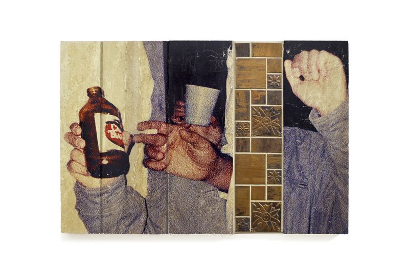 © Ernesto Cabral de Luna - Manos a La Obra, 2025 - Emulsion lift on found mounted ceramic tile