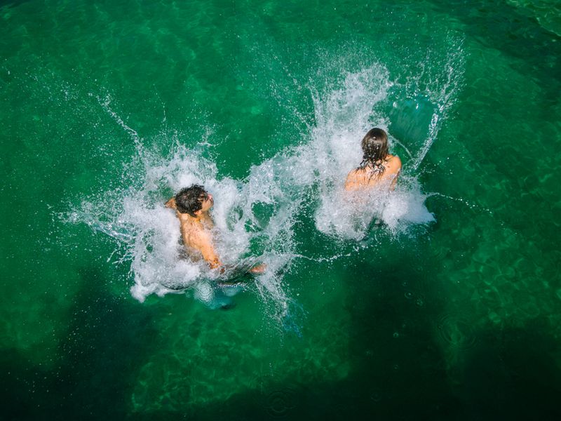 © Lea Franke - "Ronja and Lars jump from the diving tower in the forest swimming pool where they saw each other for the first time"
