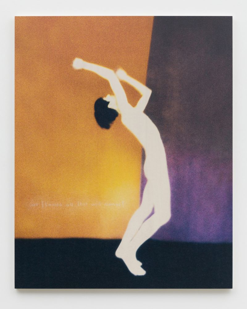 © Jörgen Axelvall - human figure  -  untitled / Ly C 8  -  700x825mm washi on wood panel, abraded surface, text in grease pencil