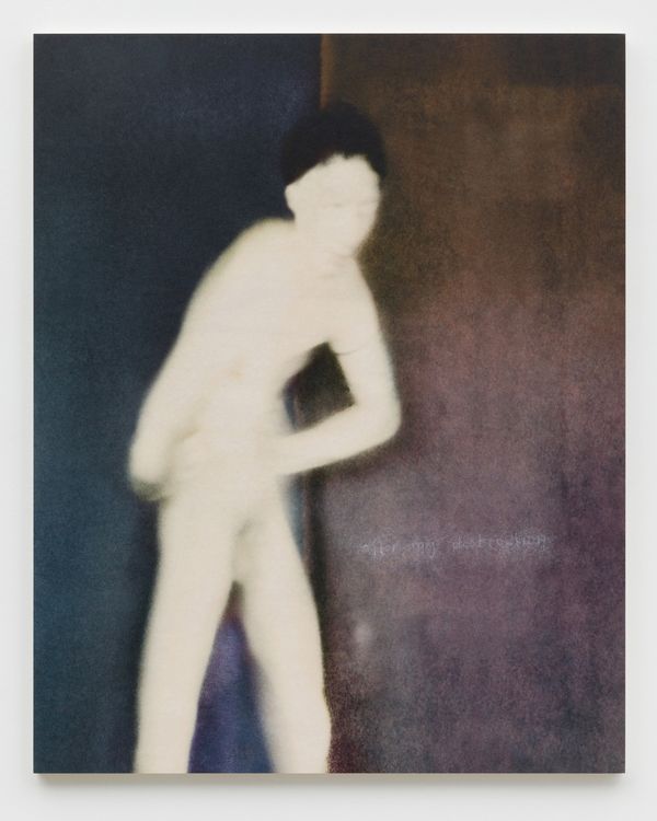 © Jörgen Axelvall - human figure  -  untitled / Dalen 1  -  700x825mm washi on wood panel, abraded surface, text in grease pencil