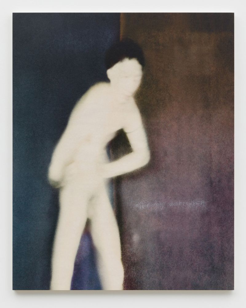 © Jörgen Axelvall - human figure  -  untitled / Dalen 1  -  700x825mm washi on wood panel, abraded surface, text in grease pencil