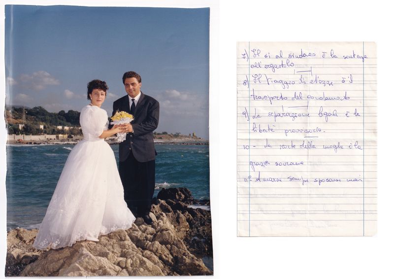 © Maria Vittoria Desiato - Wedding portrait and my mother's notebook page.