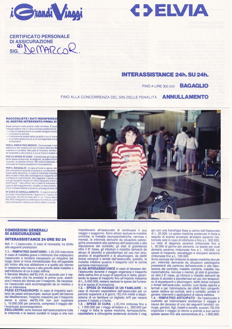 © Maria Vittoria Desiato - Documents and photos from the honeymoon in Paris, 1988.