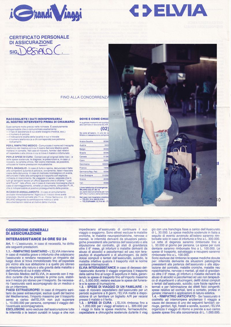 © Maria Vittoria Desiato - Documents and photos from the honeymoon in Paris, 1988.