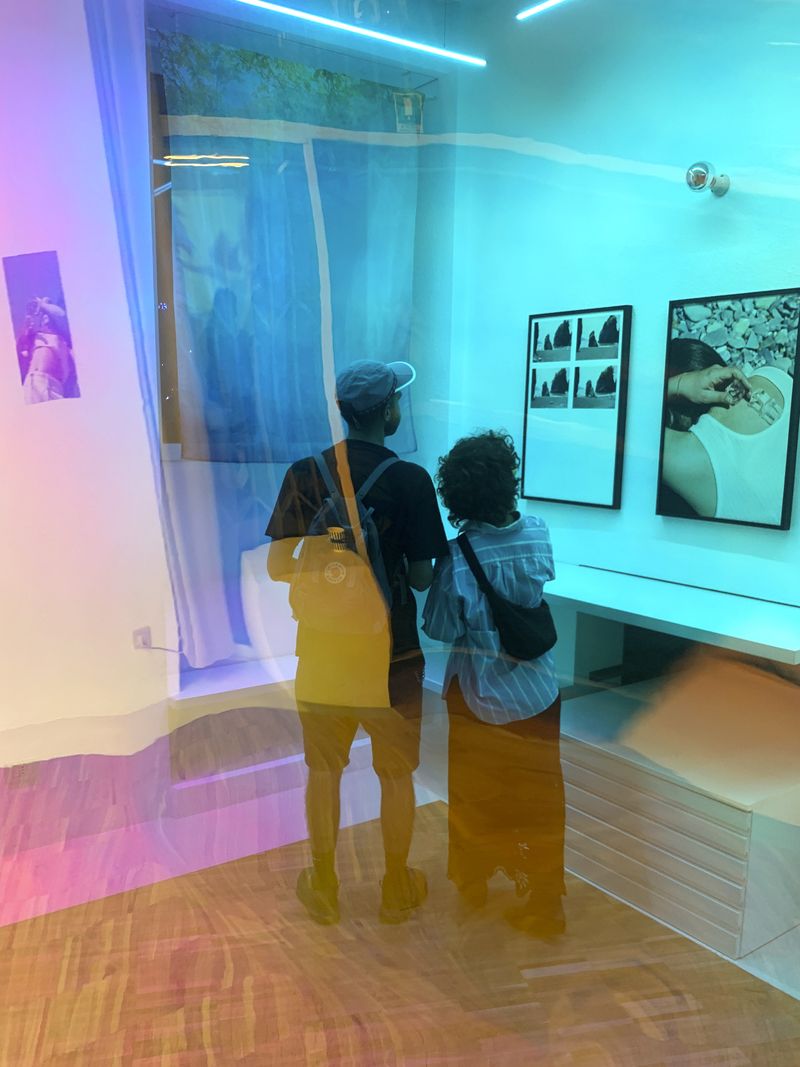 Visitors discover Dream Of A Blue Garden by Martina Giammaria, Condominio Arte, Milan © PhMuseum