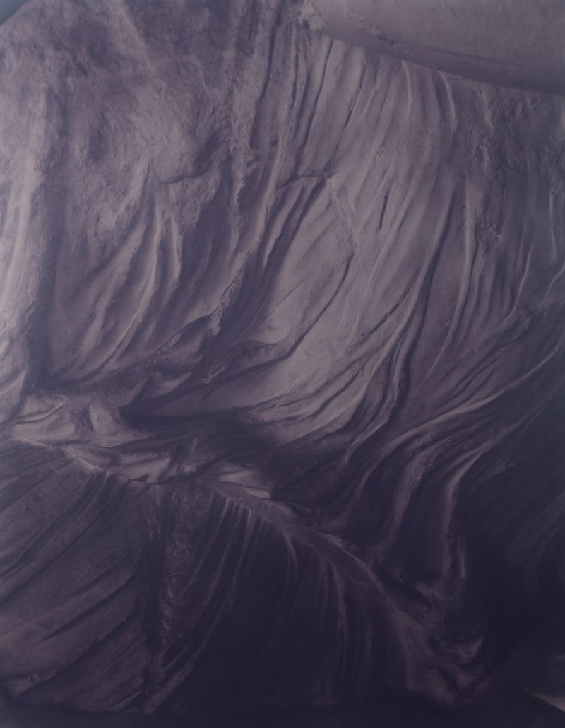 © Christine Elfman - Cloth Water Stone II, faded lichen dye on paper, unfixed, 30x40 inchesPhotograph of plaster cast statue sculpted cloth