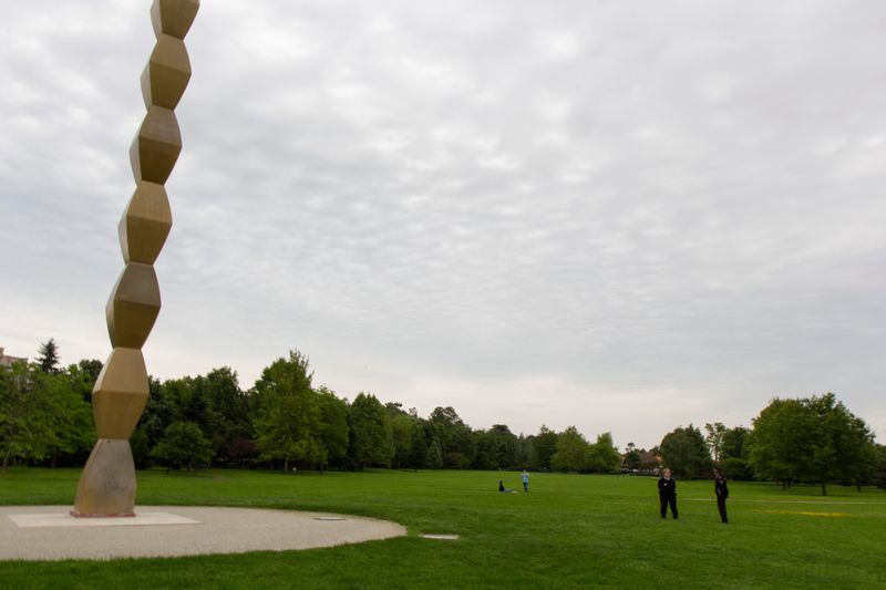© Clara Kleininger - Not far form Petrila, Brâcuși's column of infinity, one of Romania's touristic attractions, guarded by the police