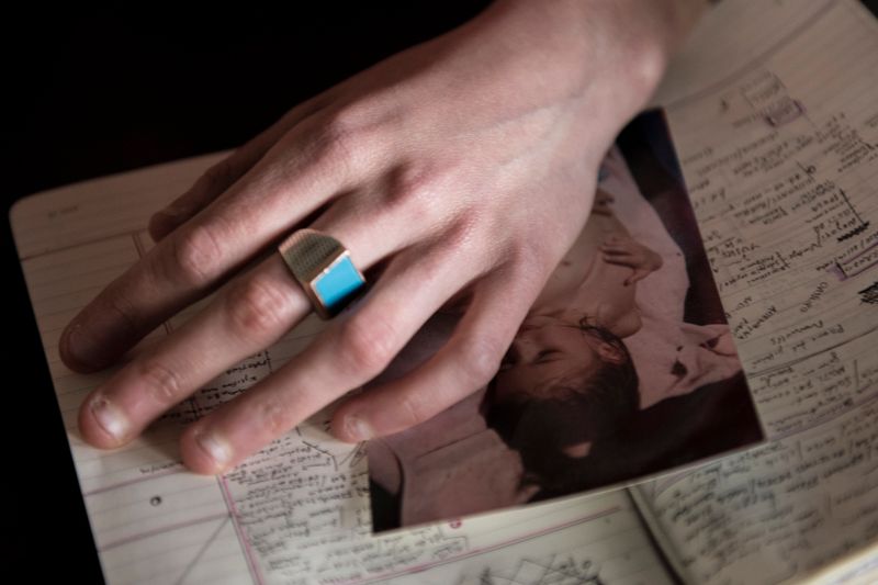 © Maria Giulia Trombini - Nico is writing on his diary. The picture depicts him when he was a child. Casale House, Grizzana Morandi, May 2021