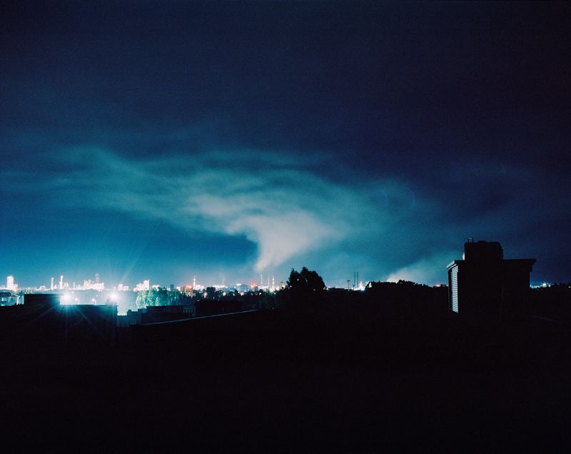 © liang chen - Viewing the industrial area at night from the rooftop of one's own house.  2021  Guangdong Province, Donghai Island, China