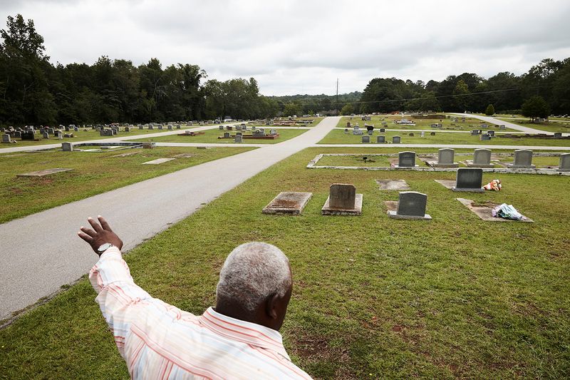 © Richard Ansett - Walter at the graveyard, site of the unmarked grave of Austin Callaway