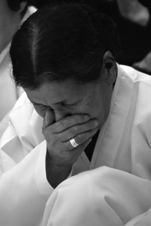 The first witness Kim Hak-soon, a victim of sexual slavery  in the Imperial Japanese Army during World War 2