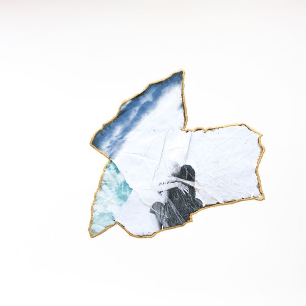 © Morvarid K - Ecotone 2 50x65cm Unique piece Fragmented photo prints on various paper, rice powder, urushi lacquer and 24ca gold powder