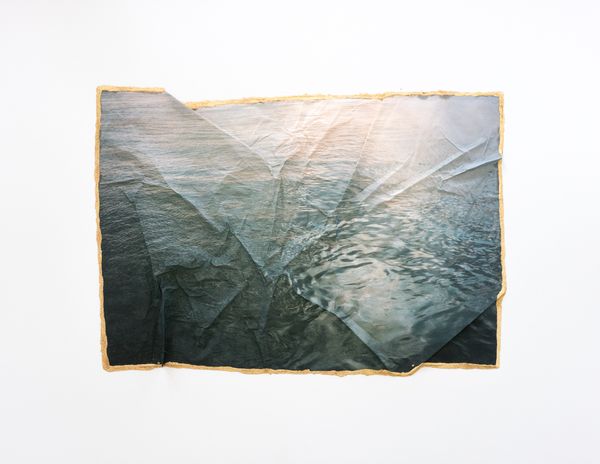 © Morvarid K - Ecotone 6 50x65cm Unique piece Fragmented photo prints on various paper, rice powder, urushi lacquer and 24ca gold powder