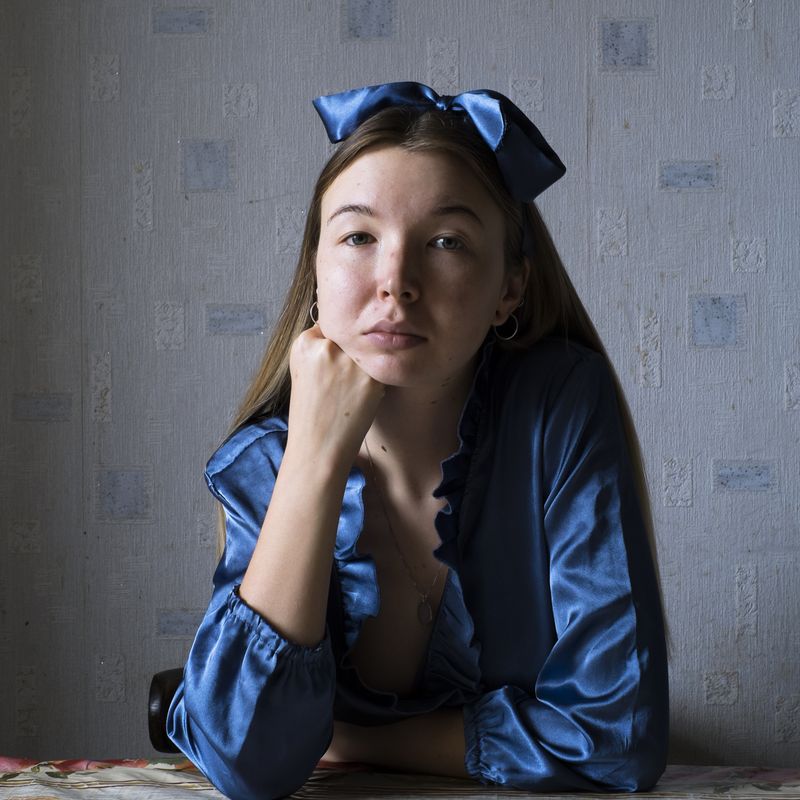 © Maria Quigley - A self-portrait in a silk shirt my Babushka wanted me to have. The shirt belonged to my mother when she was in her twenties.
