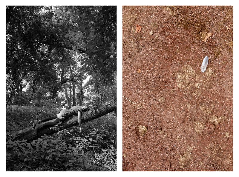 © Ute Behrend - Sleeping girl & Feather on red earth