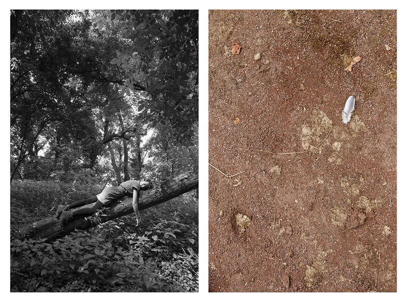 © Ute Behrend - Sleeping girl & Feather on red earth