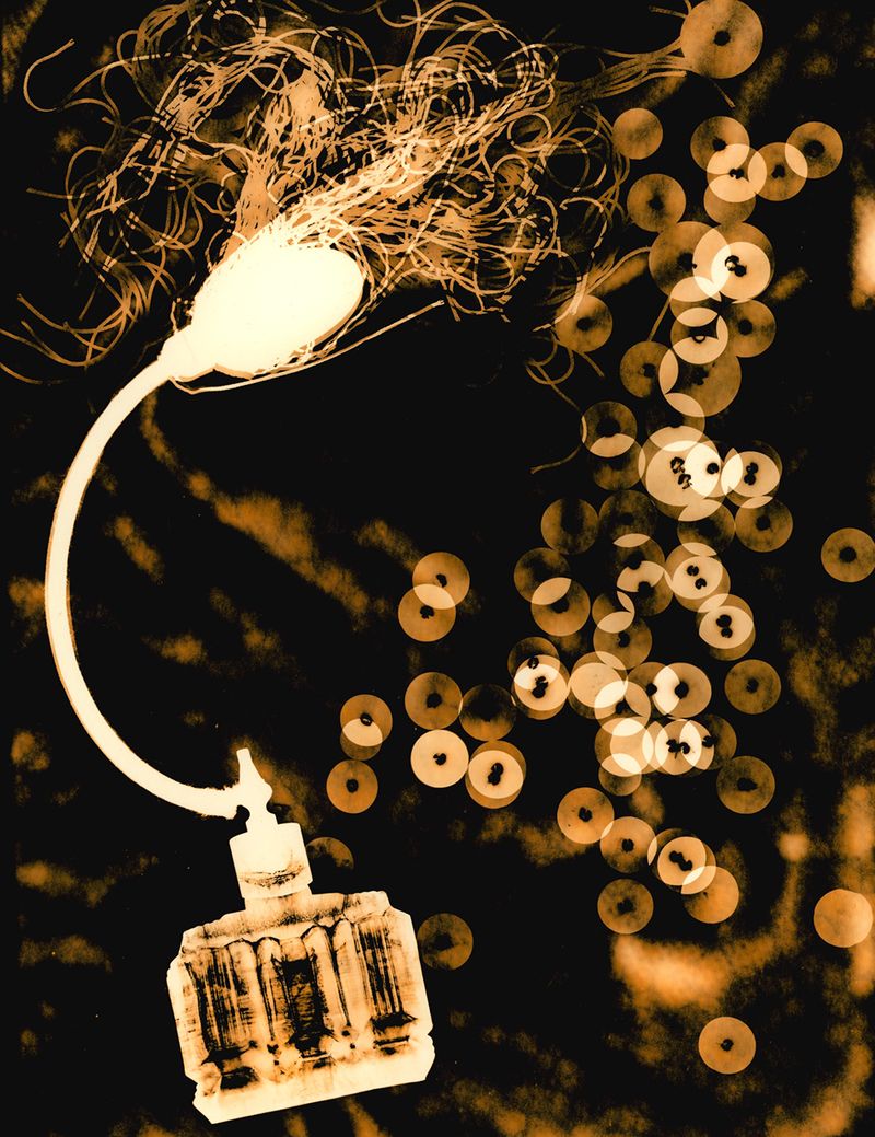 © Jo Stapleton - ©Jo Stapleton, 'perfume atomiser and glass marbles with embryonic mucous connecting tissue' (2022)