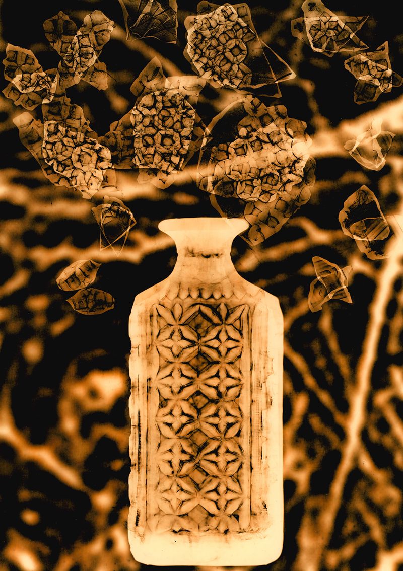 © Jo Stapleton - ©Jo Stapleton, 'decanter and broken glass pieces with motor neurone’ (2022)