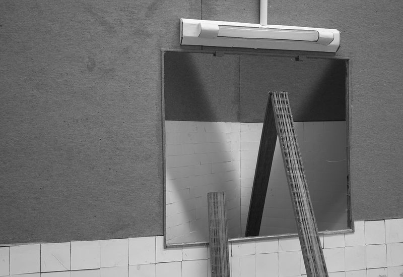 © Robin Crookall - Bathroom Mirror, Gelatin silver print, 15 x 22 inches. Photograph of constructed cardboard diorama.