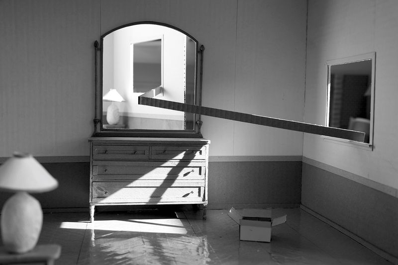 © Robin Crookall - Dresser, Gelatin silver print, 15 x 22 inches. Photograph of constructed cardboard diorama.