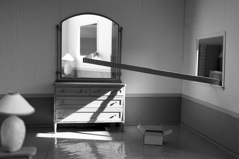 © Robin Crookall - Dresser, Gelatin silver print, 15 x 22 inches. Photograph of constructed cardboard diorama.