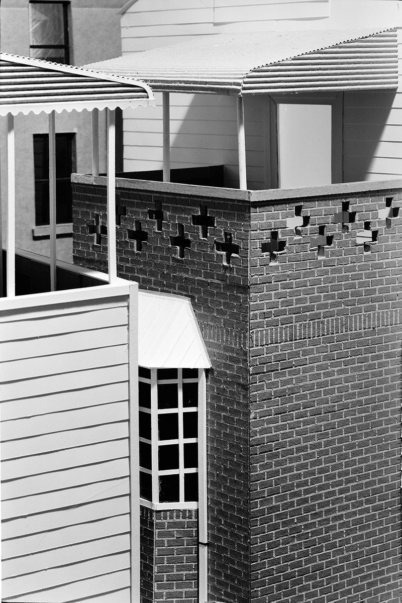 © Robin Crookall - Close Enough, Gelatin silver print, 15 x 22 inches. Photograph of constructed cardboard diorama.