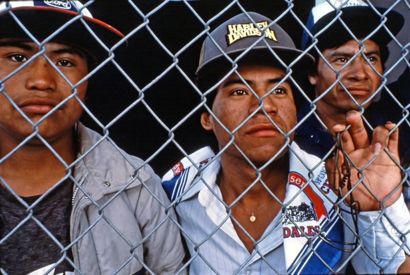 © Richard Street - Undocumented Oaxacan immigrant farmworkers await "voluntary deportation" in a Fresno INS holding cell.