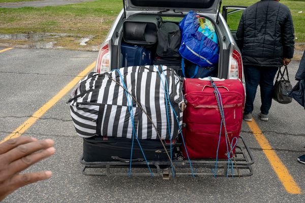 © Ruth Kaplan - Bus Station, Plattsburgh, NY. asylum-seekers arrive and get a cab to Roxham Road border crossing.