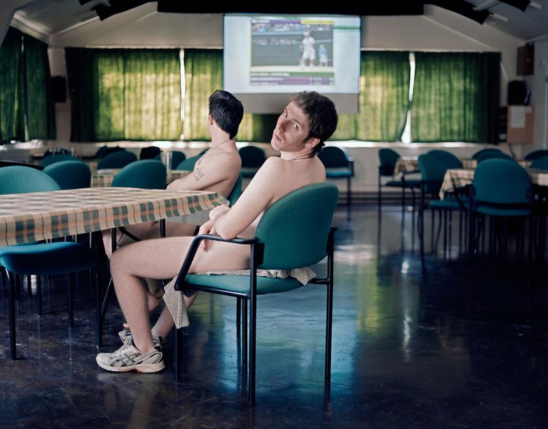 © Laura Pannack - Watching wimbledon tennis at The Naturist Foundation in Kent from the series YBN