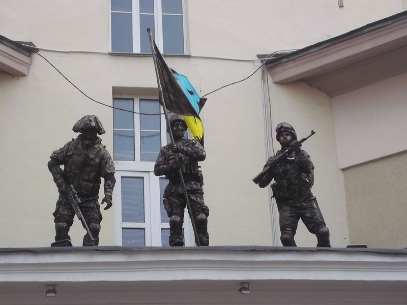© Andrei  Kolyaskin - Living  scuptures  on  the  Independence  Day  in  Ivano - Frankivsk  City , Ukraine .