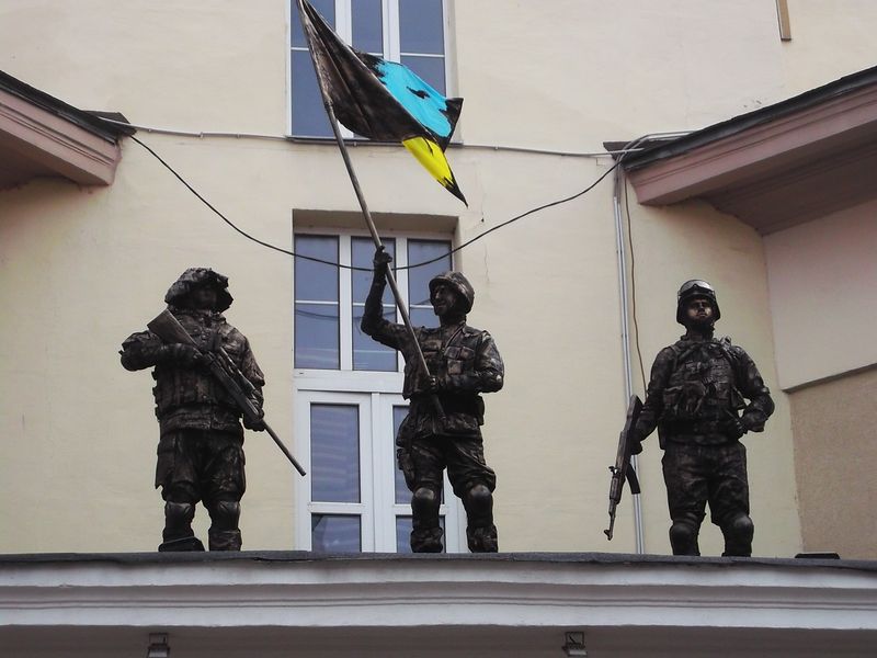 © Andrei  Kolyaskin - Living  scuptures  on  the  Independence  Day  in  Ivano - Frankivsk  City , Ukraine .