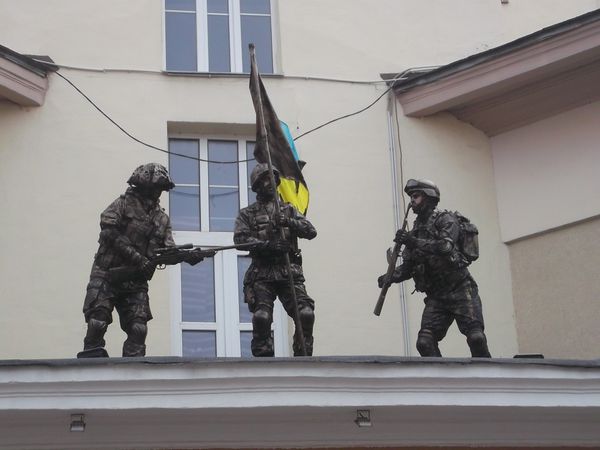 © Andrei  Kolyaskin - Living  scuptures  on  the  Independence  Day  in  Ivano - Frankivsk  City , Ukraine .